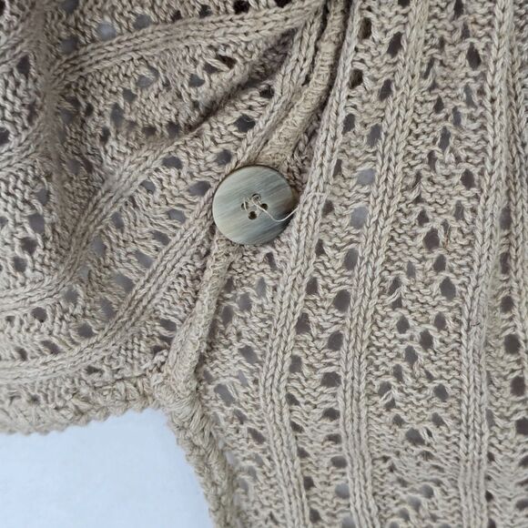 Valerie Stevens Women’s M Beige Linen Cotton Sleeveless Longline Cardigan Vest - Picture 9 of 14